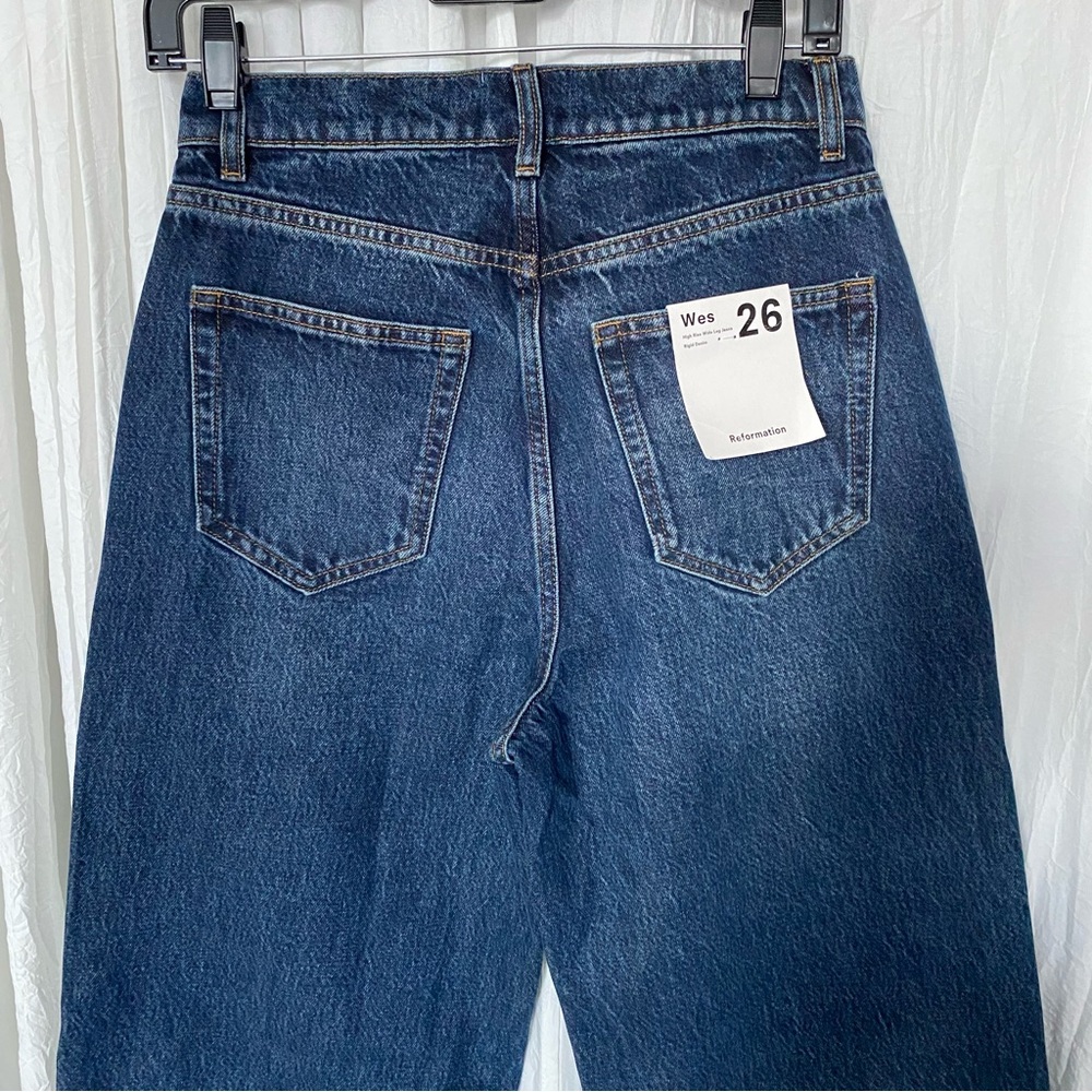 NEW Reformation Wes High Rise Wide Leg Jeans Mille  31” Dark Blue Sz 26 - Picture 8 of 13